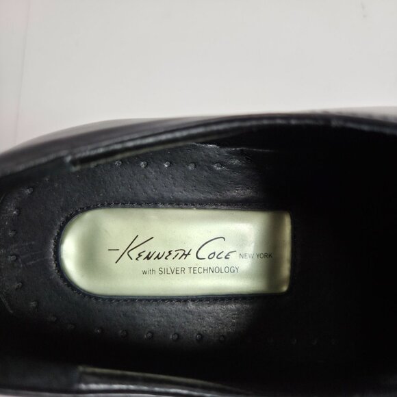 Kenneth Cole Black Leather Mens Dress Shoes Size 8.5M With Silver Technology - Picture 3 of 10